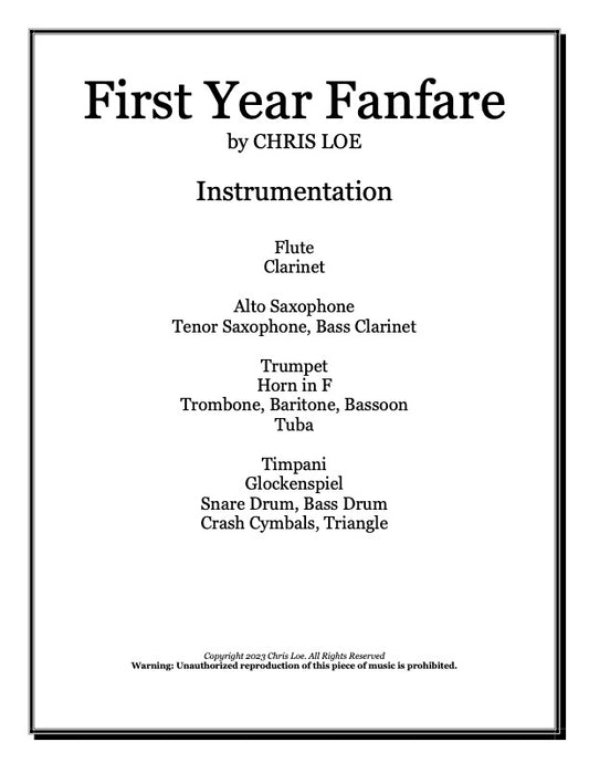 First Year Fanfare by Chris Loe